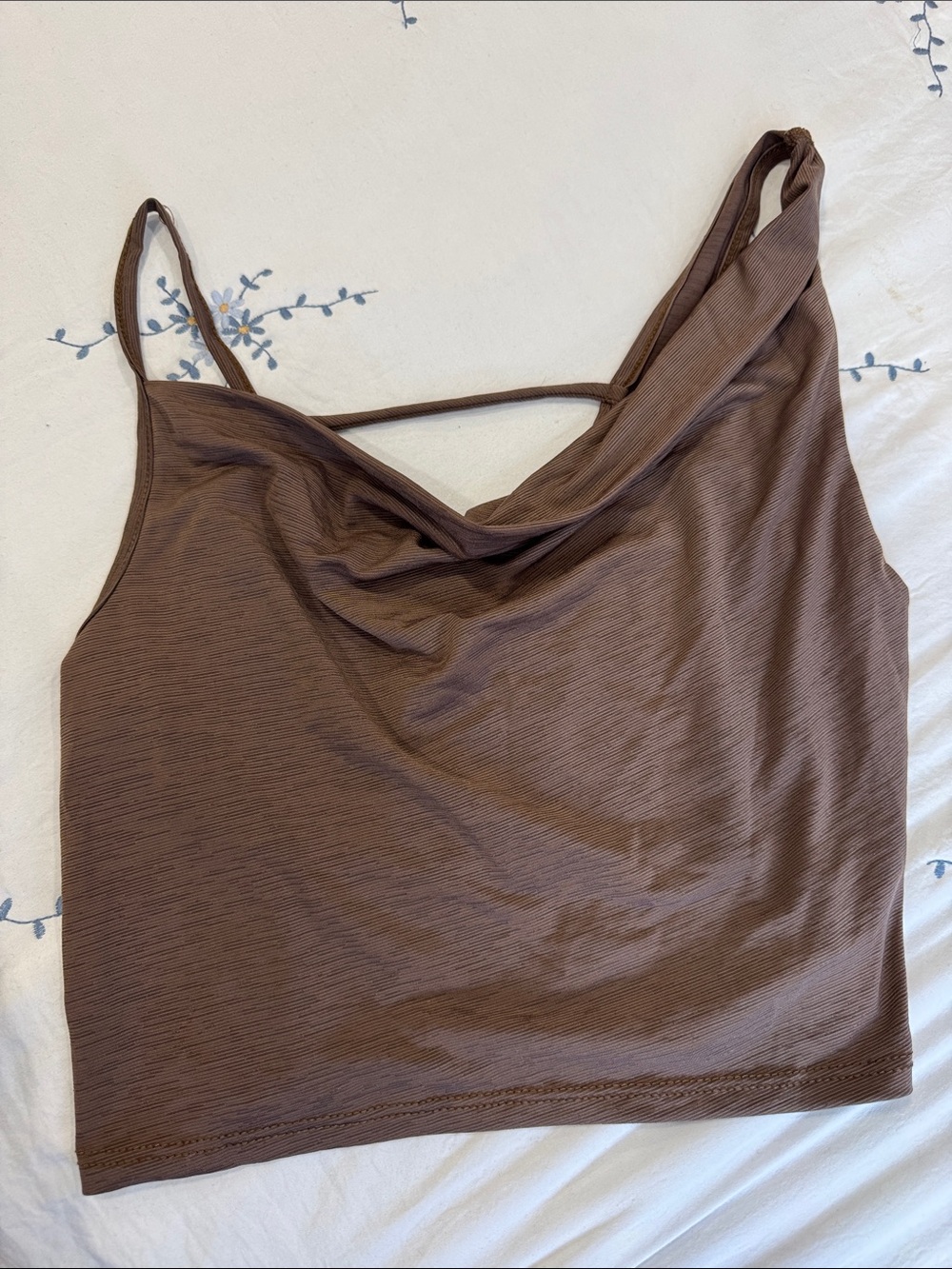 Brown Cowl Neck Crop Top - Unbranded